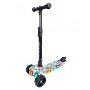 Самокат триколісний дитячий з підсвіткою коліс 216 Scooter flowers (колеса PU)