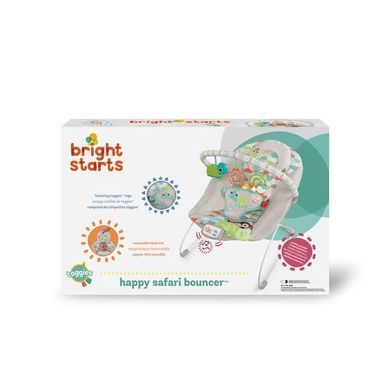 Укачивающий центр шезлонг-качели Bright Starts Happy Safari Bouncer (вибрация, мелодии, подвески)