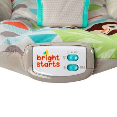 Укачивающий центр шезлонг-качели Bright Starts Happy Safari Bouncer (вибрация, мелодии, подвески)