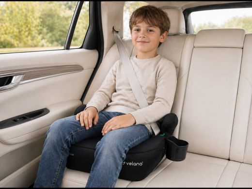 Автокрісло бустер VELANO Primo (i-Size 125-150 см, ISOFIX, підстаканник) Black Чорне