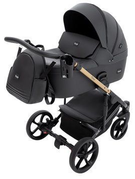 Коляска універсальна 2в1 Bair Onyx ECO (чохол на ніжки, сумка, кошик, підсклянник) Чорна