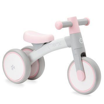 Велобіг MoMi TEDI Pink (3 колеса 18 см, антиковзкі ручки, сидіння з еко-шкіри) Сіро-рожевий