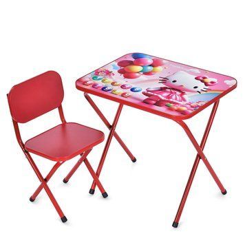 Столик зі стільцем Bambi дитячий складний M 5969-3 Hello Kitty Червоний M 5969-3 фото