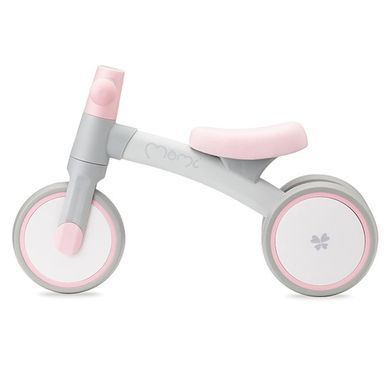 Велобіг MoMi TEDI Pink (3 колеса 18 см, антиковзкі ручки, сидіння з еко-шкіри) Сіро-рожевий