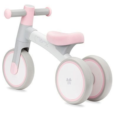 Велобіг MoMi TEDI Pink (3 колеса 18 см, антиковзкі ручки, сидіння з еко-шкіри) Сіро-рожевий