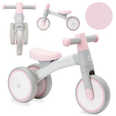 Велобіг MoMi TEDI Pink (3 колеса 18 см, антиковзкі ручки, сидіння з еко-шкіри) Сіро-рожевий