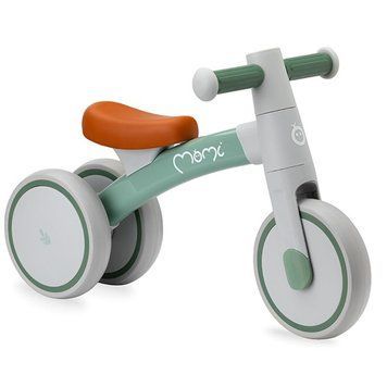 Велобіг MoMi TEDI Green (3 колеса 18 см, антиковзкі ручки, сидіння з еко-шкіри) Сіро-Зелений